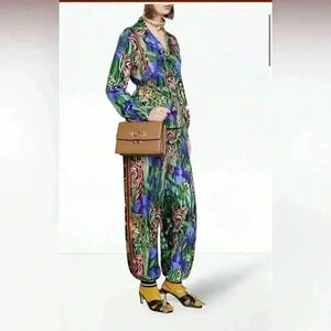 NWT Gucci Women's Black Silk Tiger Floral Print Harem Pant Trousers sz 28